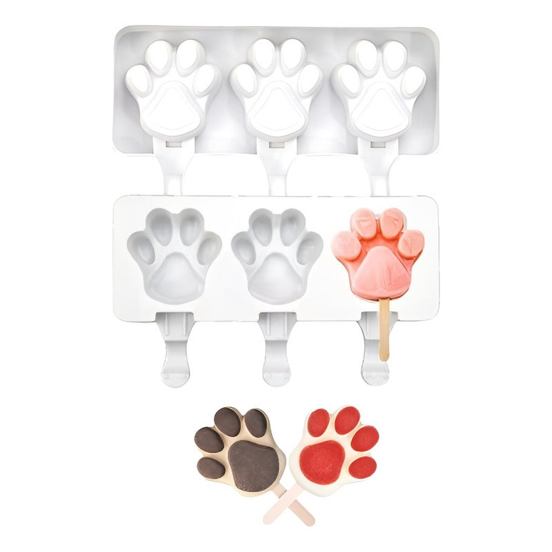 2 Molde Helados Molde Helado Silicona Moldes Paleta Patitas Blanco
