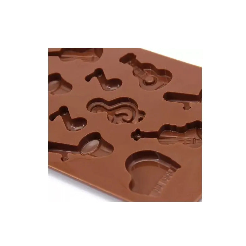 Moldes De Chocolate Moldes Silicona Chocolate Instrumentos Moldes De Silicona Flexibles Instrumentos Musicales Para... Marrón