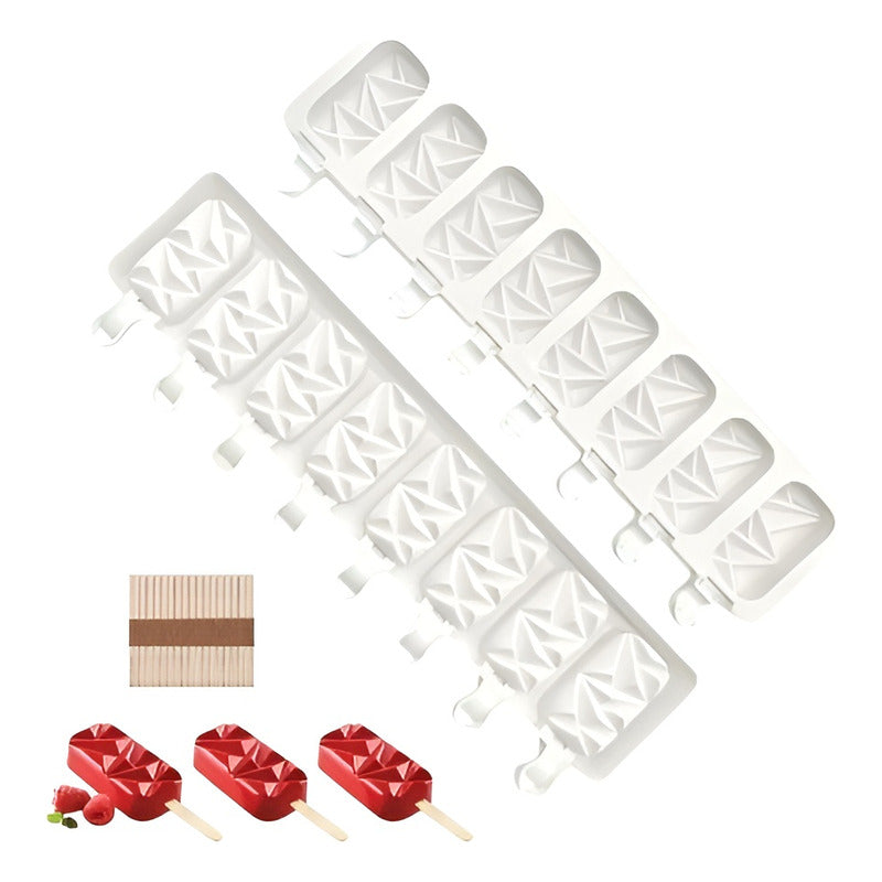 X2 Moldes De Silicona Para Helados Molde Paletas Helado 445 Blanco