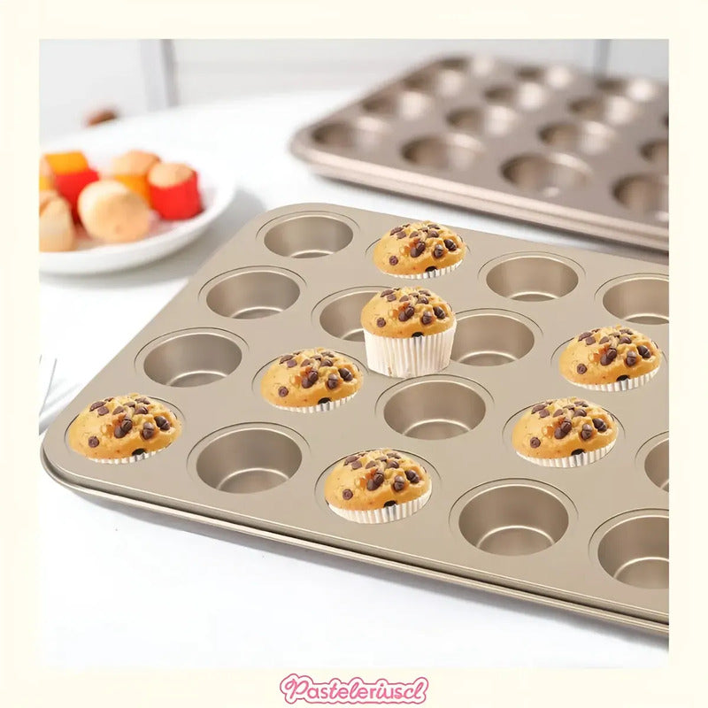 Moldes 24 Cupcakes Molde Mini Muffins Moldes Reposteria Bandeja Para Magdalenas Utensilio De Repostería Para Cupcakes... Dorado