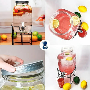 Dispensador Bebidas Con Atril Dispensador De Jugos Jarra 4l Color Transparente / Dispensador Cuadrado 4l