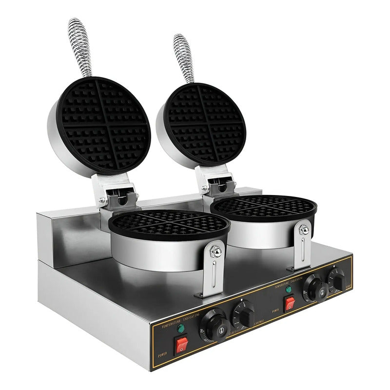 Waflera Doble Maquina Para Waffles Waflera Grande 2400w Gris Claro