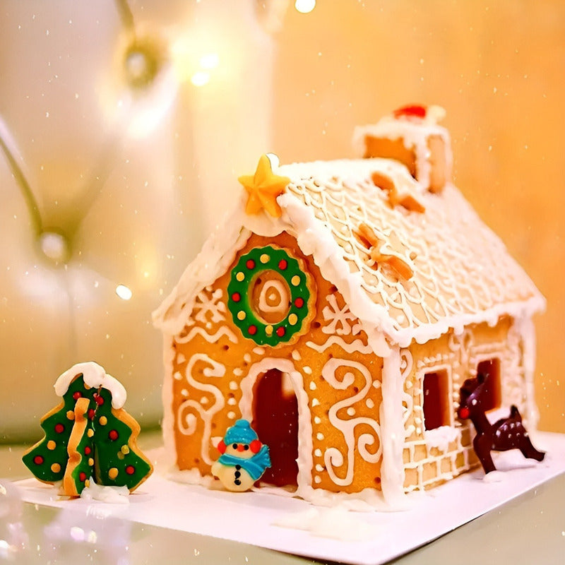 Molde Casa Galleta Navidad Cortadores De Galletas Navidad 3d Plateado