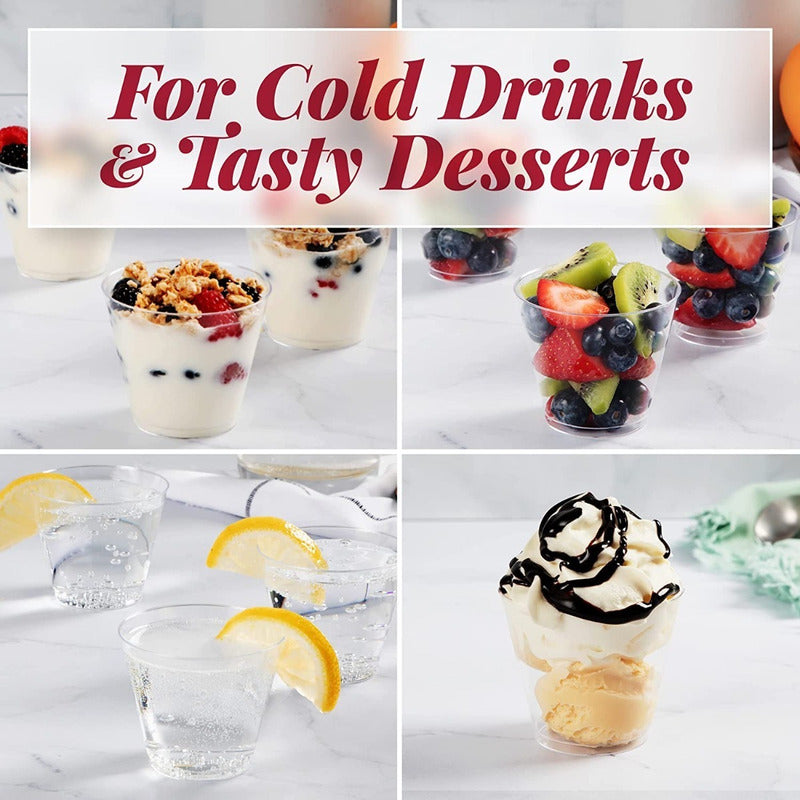 100 Set De Vasos Shot Postres Pocillos Vasos Plastico 102 Ml Transparente