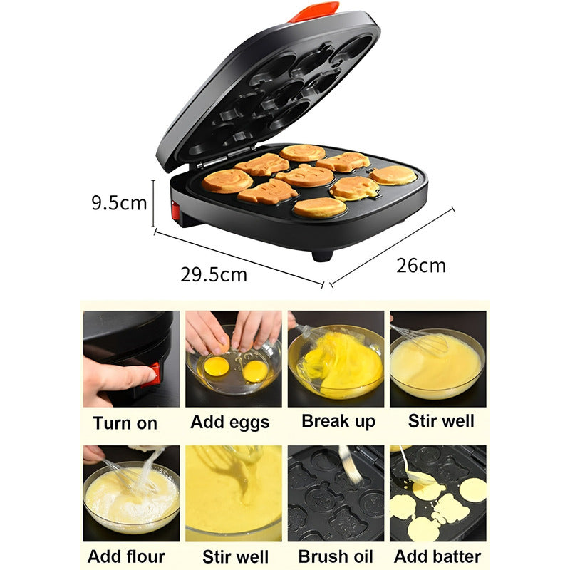 Wafleras Maquina Para Waffles Mini Wafles Cartoon 9cav Rojo / Wafleras Cartoon 9 Figuras