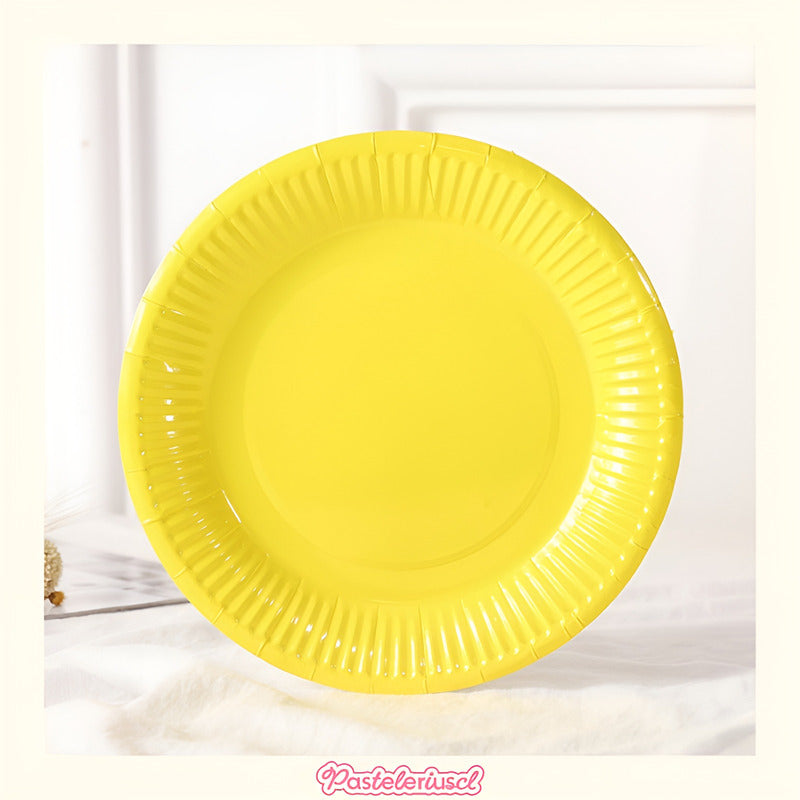 10 Platos Cumpleaños Platos De Papel Platos Desechables 18cm Amarillo