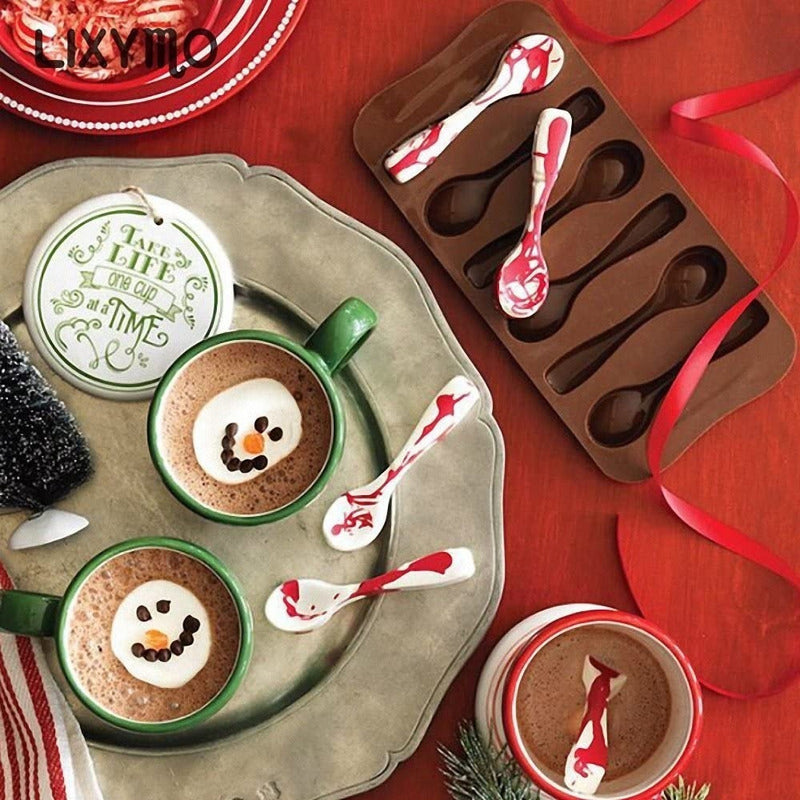 Pack X2 Molde Chocolate Moldes Silicona Chocolate Cucharas - Marrón