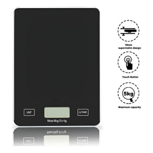Gramera Digital Pesa Gramera Cocina Pesa Alimentos 5kg/0.01g Negro 5 Kg