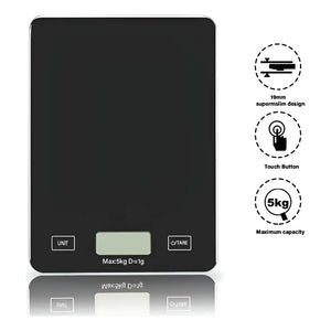 Gramera Digital Pesa Gramera Cocina Pesa Alimentos 5kg/0.01g Negro 5 Kg