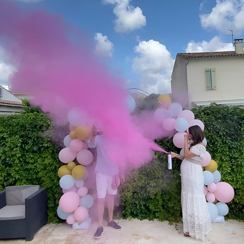 Set 4 Extintor Humo Revelacion De Genero Cañon Spray Color Rosado