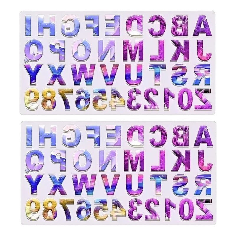 X2 Molde De Silicona Letras Moldes Silicona Resina 36cavid - Blanco
