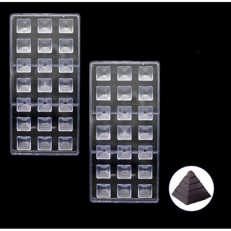 Pack X2 Moldes De Chocolate Molde Policarbonato Piramide Blanco