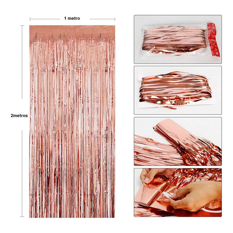 X2 Cortinas De Cumpleaños Guirnalda De Cumpleaños Salmon 2m Salmón