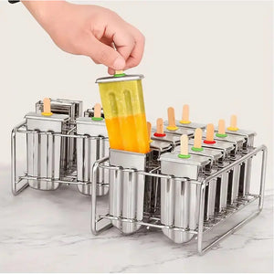 Molde Helados Moldes Reposteria Molde Helado Paletas 10cav Moldes Helados Utensilios Reposteria Moldes De Acero... Plateado