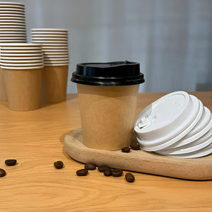 50 Vasos Para Cafe Vaso Kraft Vaso Polipapel Liso C/tapa 8oz