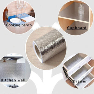 Papel Aluminio Autoadhesivo Papel Mural Cocina Laminas 3mts Gris Rollo 3mx40cm  120403