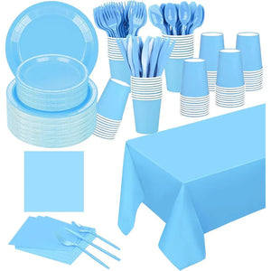 Set Cumpleaños Servilleta Vaso Plato Desechable Celeste 20p Celeste