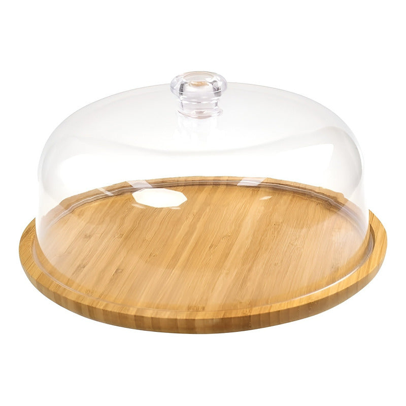 Porta Torta Cupula De Vidrio Base Para Torta Exhibición 33cm