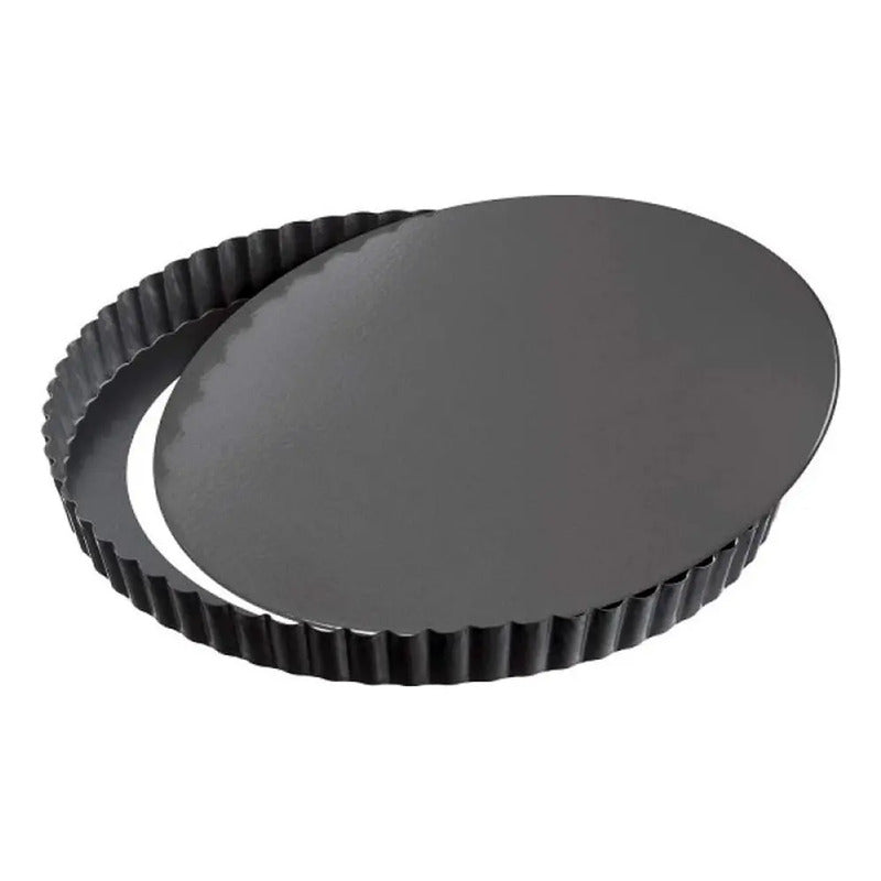 Molde Desmontable Moldes Desmontables Moldes Reposteria 28cm Borde Acanalado Parte Inferior Extraíble Revestimiento Resistente Para Hornear Quiche Perfectos Para Tartas De Frutas Pasteleriuscl Gris