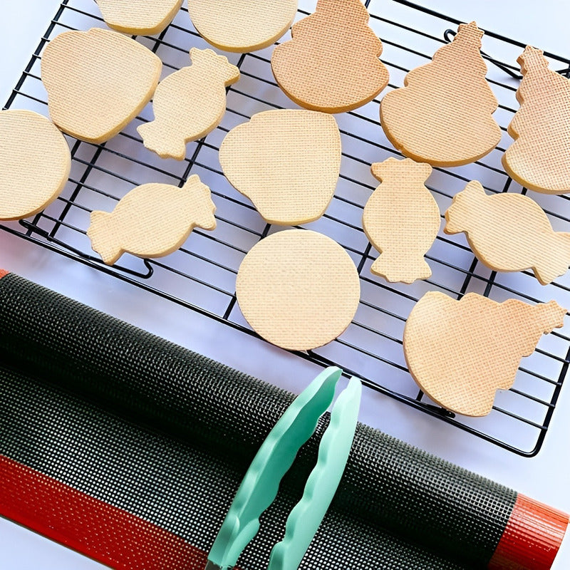 Set 2 Lamina Silicona Tapete Horno Microperforado 60x40cm Negro