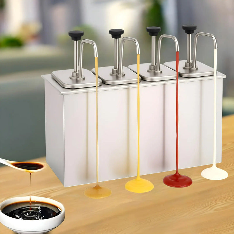 Dispensador De Salsa Dispensador Bomba Dosificador Salsa 8l Plateado / Dispensador De 4 Bomba