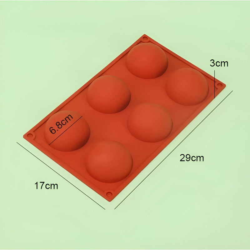 Pack X2 Molde Silicona Reposteria Molde De Silicona Esfera Multicolor / Molde Semi Esfera 6cav