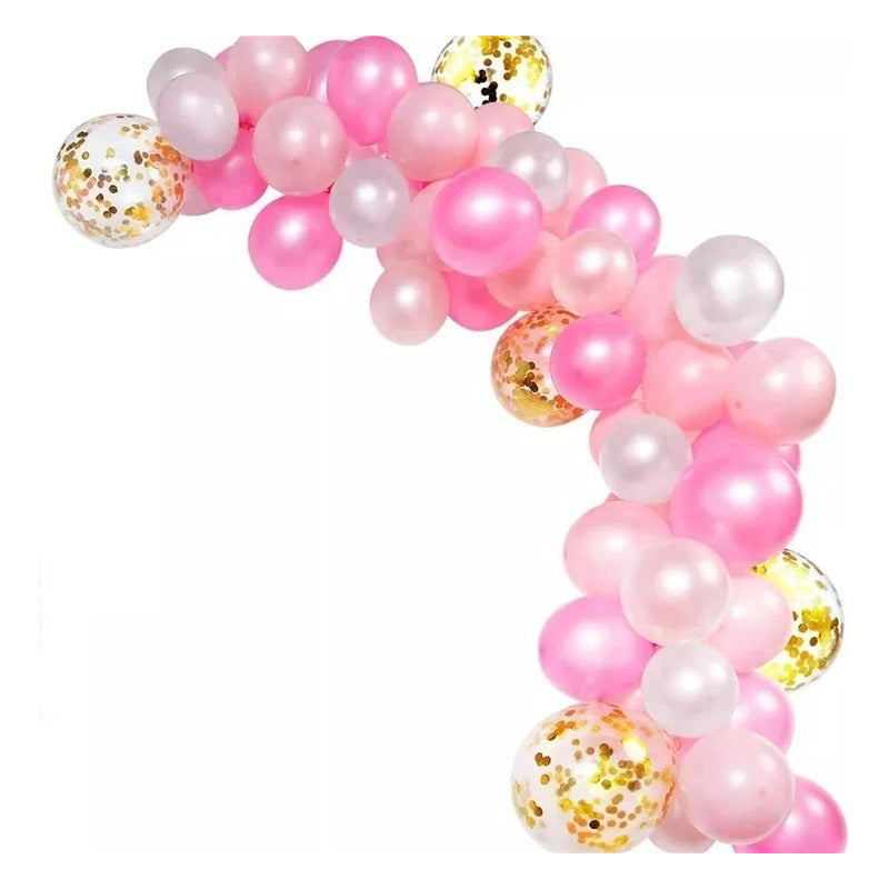 Pack 50 Set De Cumpleaño Globo Cumpleaños Globos Metalizados Rosa