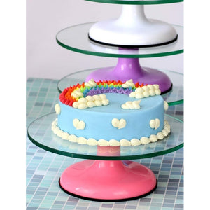 Base Giratoria Tortas Plato Giratorio Base Vidrio 30cm Rosa