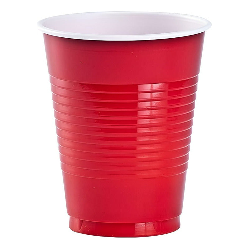 50 Vasos Plasticos Vaso Desechable Grande Bicolor 16oz 473ml Rojo 473 Ml