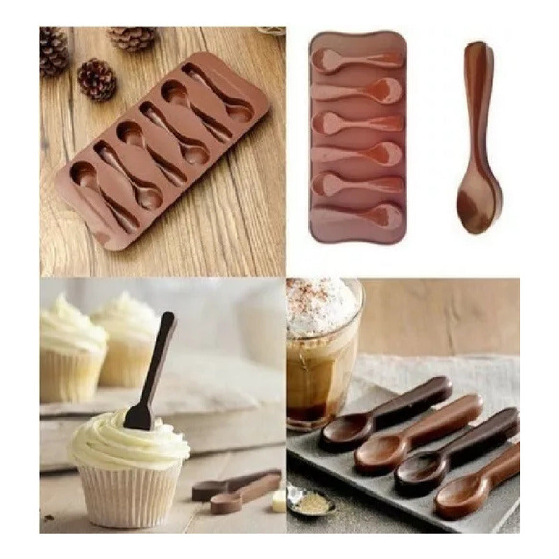 Moldes De Chocolates Moldes Silicona Chocolate Cucharas 6cav Marrón