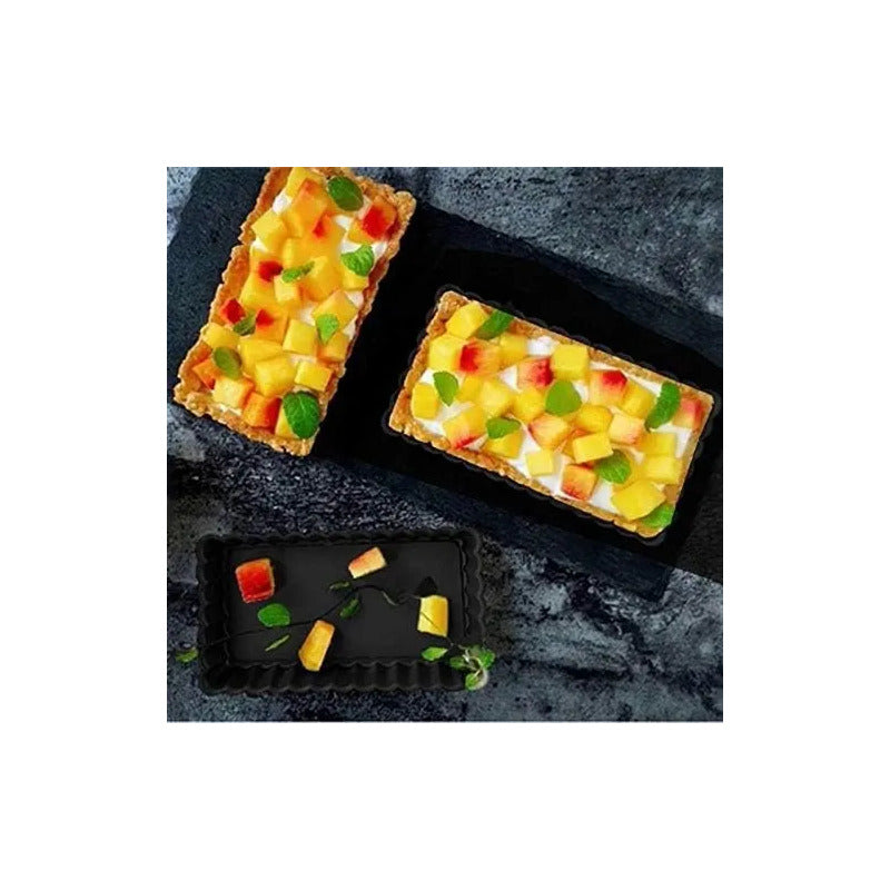 Pack De 6 Moldes Rectangulares Para Mini Tartaletas Con Base Desmontable Antiadherente Gris