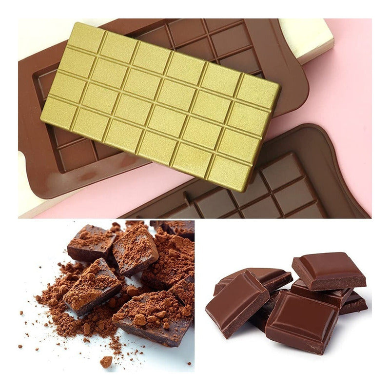 Pack 4 Moldes De Chocolate Molde Barra De Chocolate Silicona Marrón