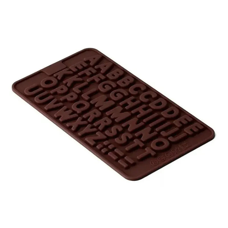 2x Molde De Letras Moldes Para Chocolates Insumos Reposteria Moldes Chocolate Moldes De Silicona Molde Doble Abecedario... Marrón Claro