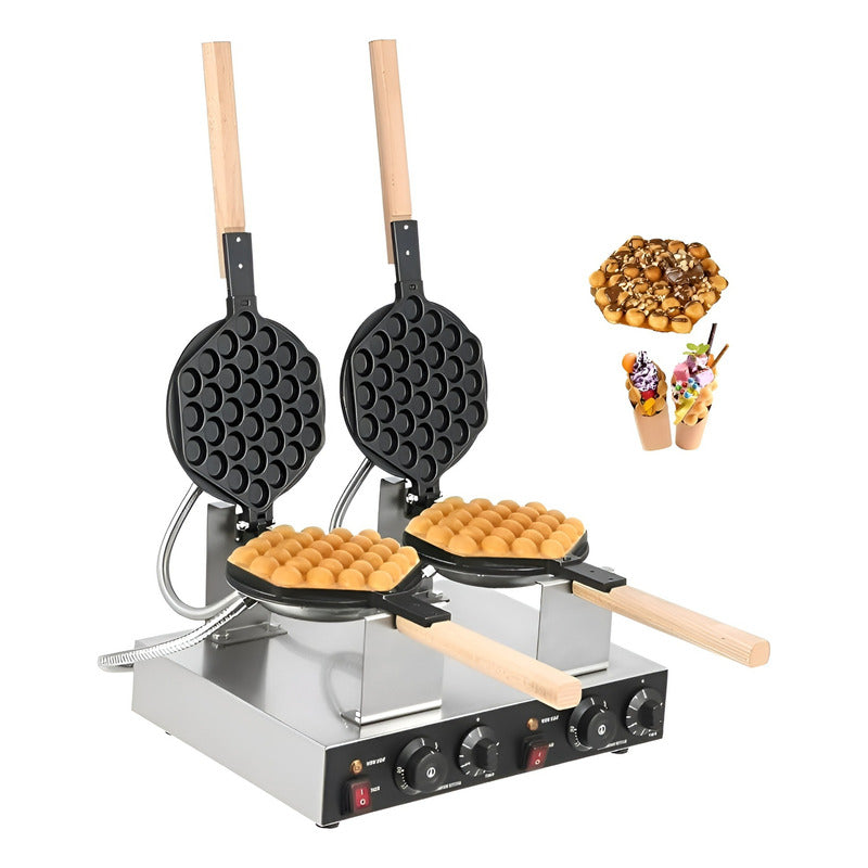 Waflera Doble Wuafleras Wafleras Con Formas Waffles Burbuja Gris / Wafflera Doble Burbuja