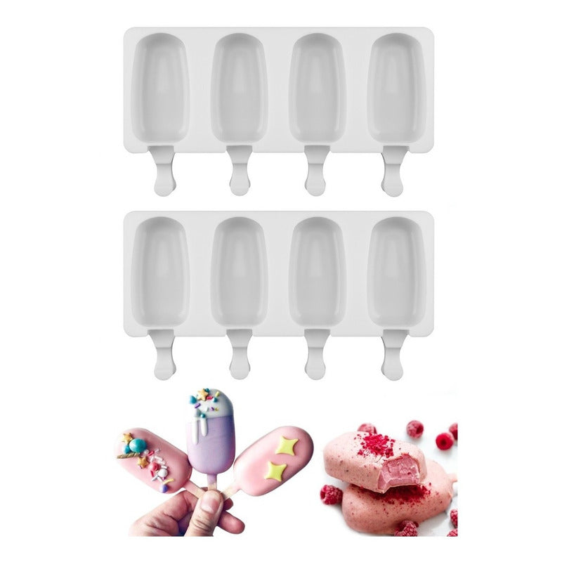 Pack X2 Moldes De Helado Molde Para Helado Molde Helados 417 Blanco Pale417