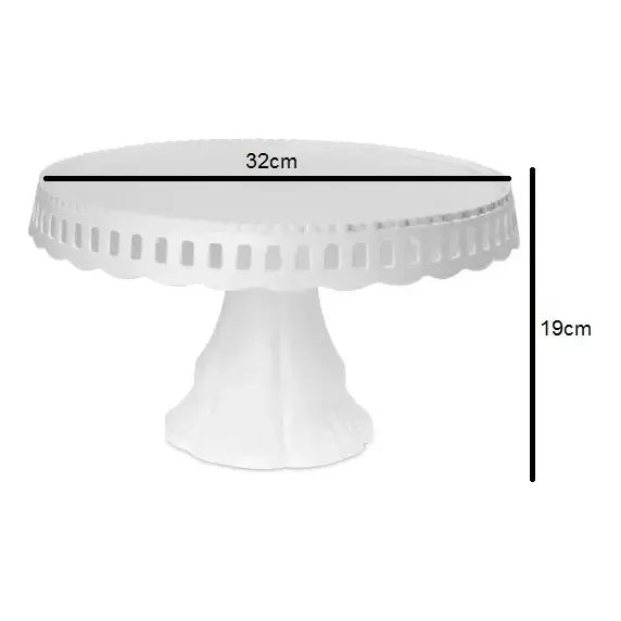 Porta Torta Con Tapa Bases Para Tortas Tortero Alzador 32cm Blanco