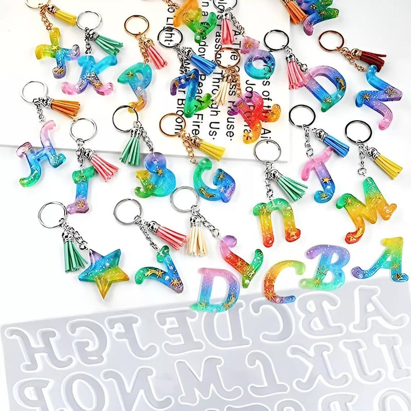 Molde De Silicona Letras Cursiva Molde Letras 41cav Cursiva - Gris