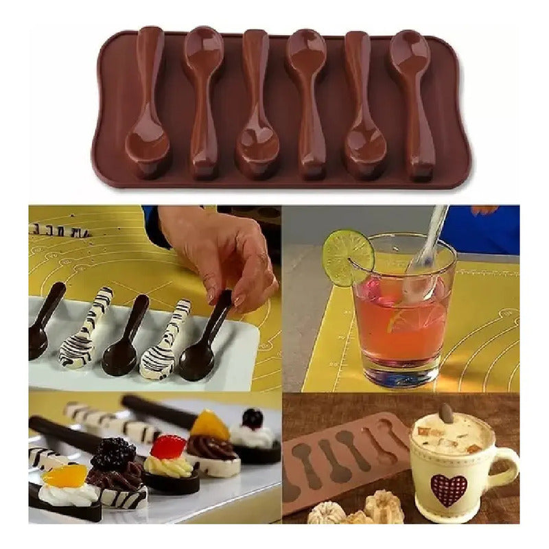 Moldes De Chocolates Moldes Silicona Chocolate Cucharas 6cav Bordó