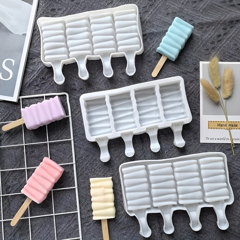 Set X4 Moldes De Silicona Para Helados Molde Helado Pale419 Blanco