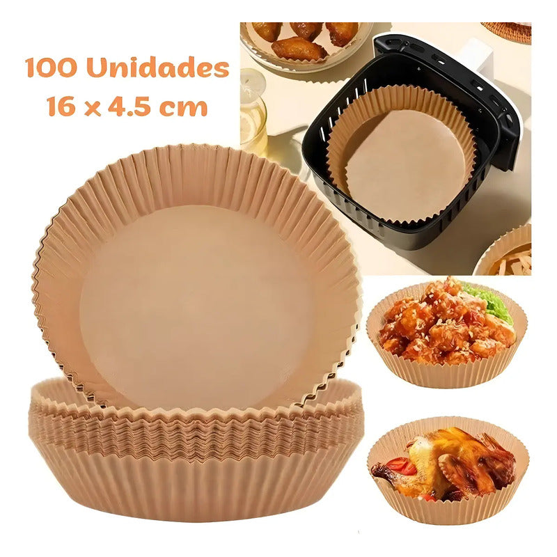 Pack 200 Papel Para Freidora Air Fryer Forro Antihaderente Beige