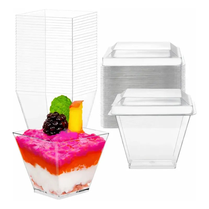 10 Vasos Para Postres Set De Vasos Shot Postres C/tapa 220ml Pocillo Para Postre Vaso Para Dulces Vaso De Dulces Vasos De 220ml Vasos Shot Postres Individuales Mini Vasos De Postre Pasteleriuscl