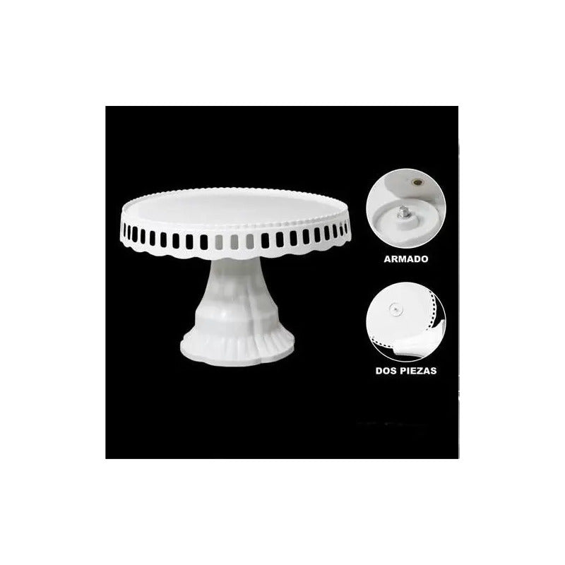 Porta Torta Con Tapa Bases Para Tortas Tortero Alzador 32cm Blanco