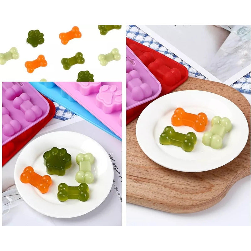 4 Molde Silicona Huesito Molde Patita Molde Pata Molde Hueso - Multicolor