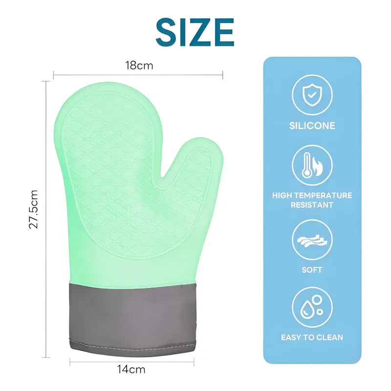 Guante Silicona Para Horno Toma Olla Guantes Cocina 27 Cm Verde Agua Guantes Silicona 27cm
