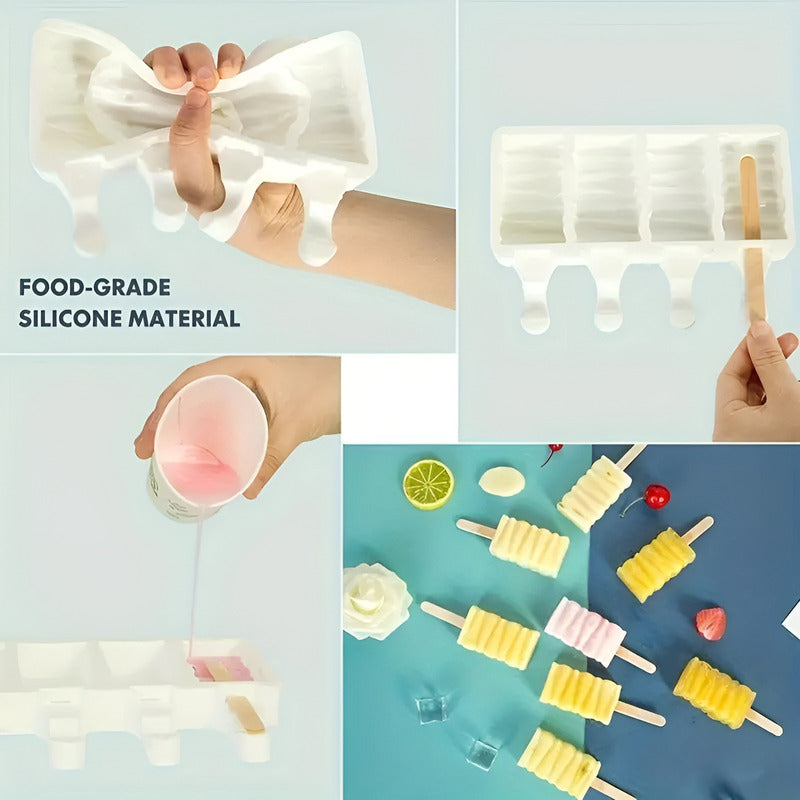 Set X4 Moldes De Silicona Para Helados Molde Helado Pale419 Blanco