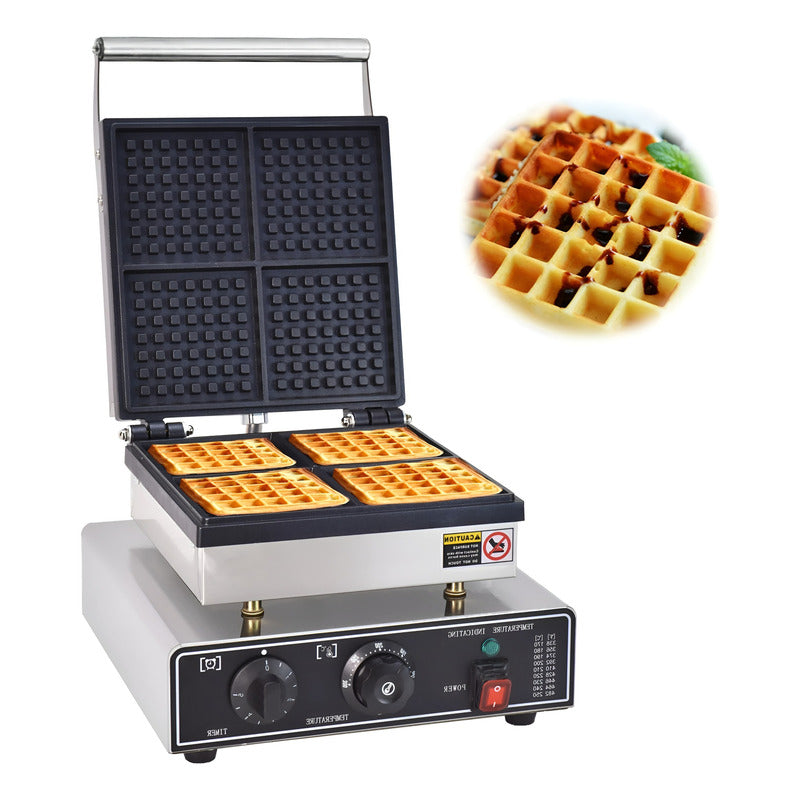 Wafflera Maquina De Waffles Waflera Industrial Wafleras 4cav Plateado