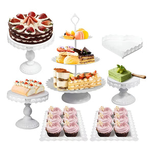 Set 7 Porta Cupcakes Bases Para Tortas Alzadores Candy Bar Blanco / Set 7pcs