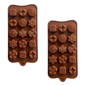 X2 Moldes De Chocolate Moldes Chocolate Silicona 5 Flores N1 Marrón 607