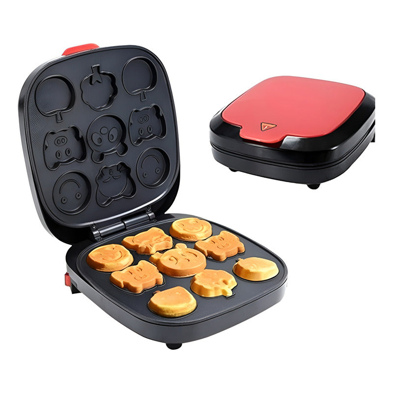 Wafleras Maquina Para Waffles Mini Wafles Cartoon 9cav Rojo / Wafleras Cartoon 9 Figuras