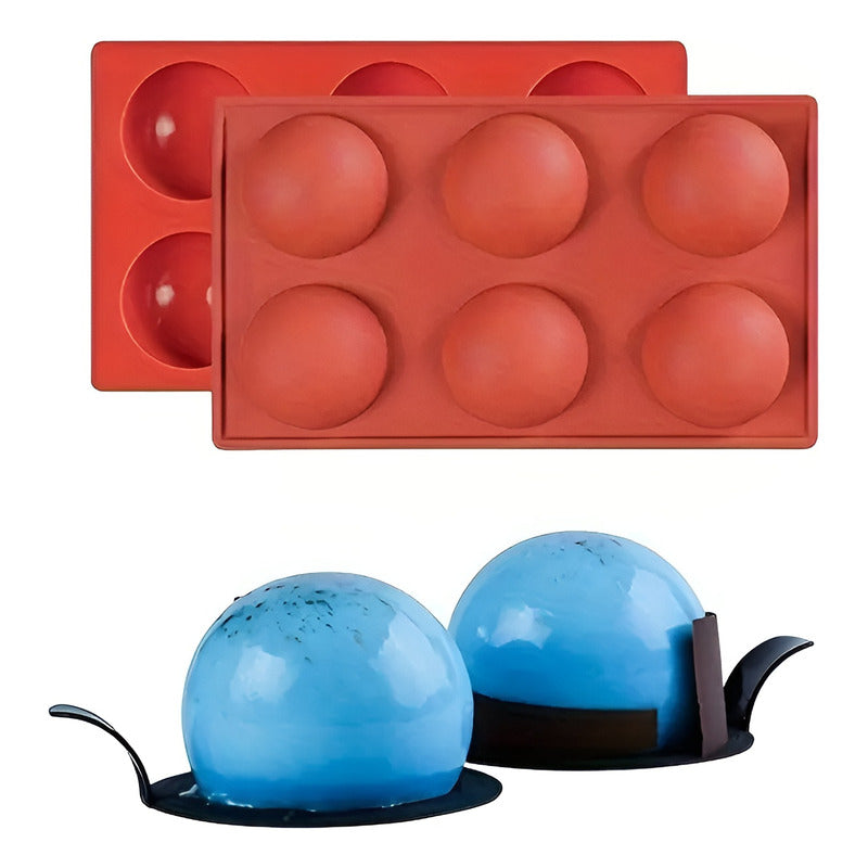 Pack X2 Molde Silicona Reposteria Molde De Silicona Esfera Multicolor / Molde Semi Esfera 6cav